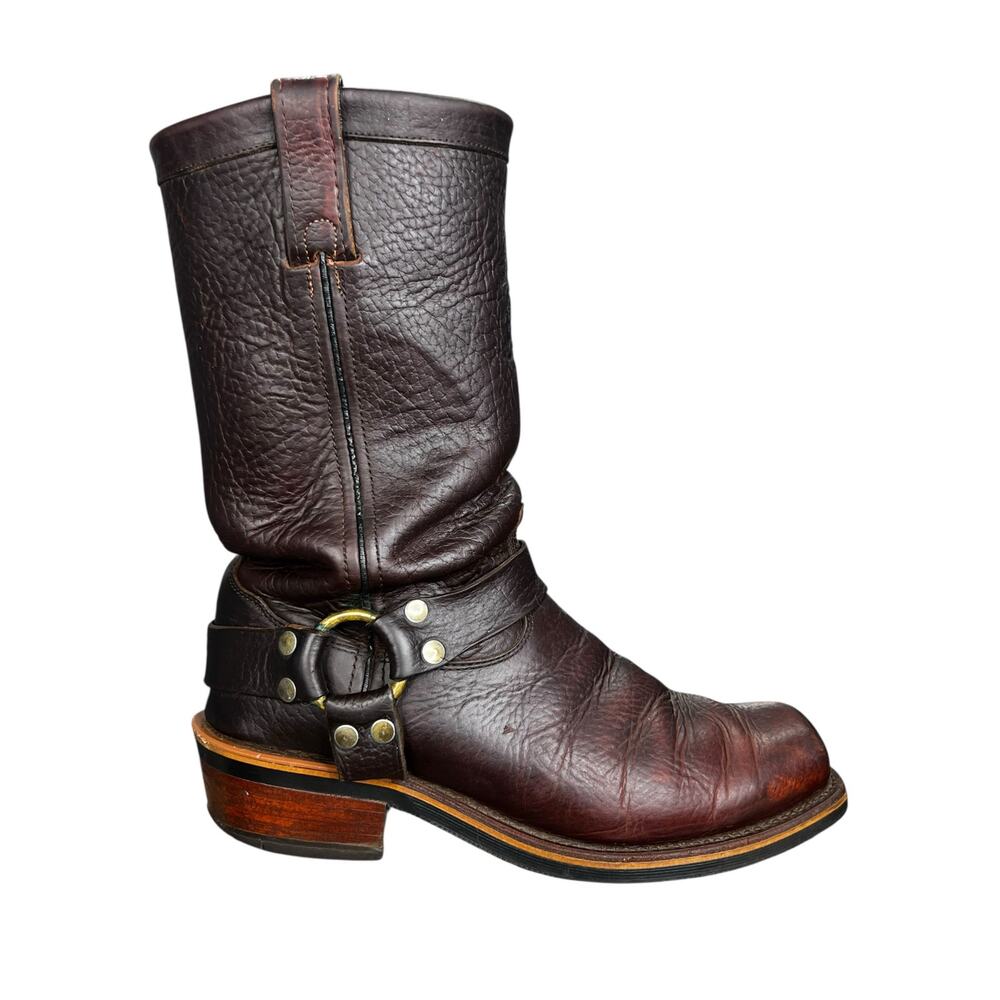 Vintage Chippewa Briar Bison Brown Leather  Biker Harness Boot Size US 9.5 D